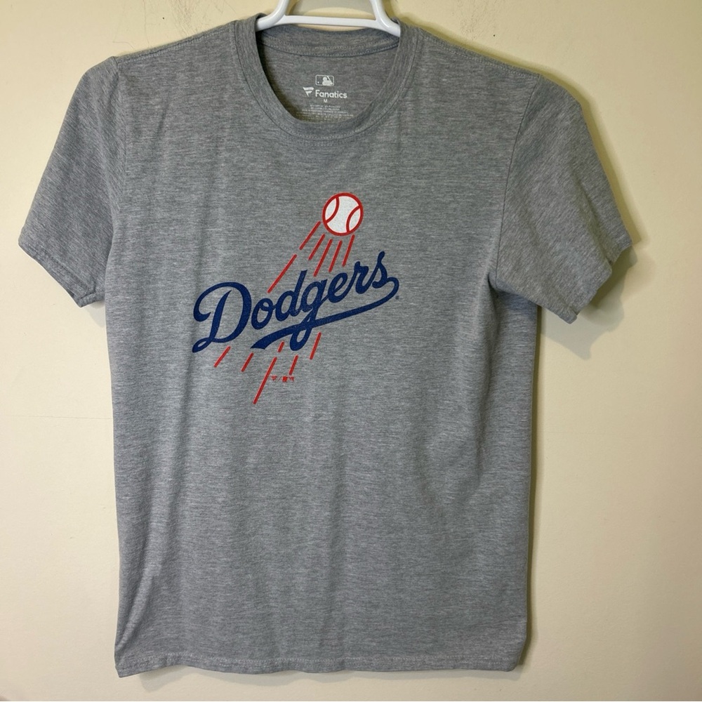 Fanatics Gray and Blue Dodgers Short Sleeve Tee